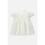 Obleka za dojenčka Coccodrillo bež barva - bež. Obleka za dojenčke iz kolekcije Coccodrillo. Nabran model, izdelan iz čipkastega materiala.