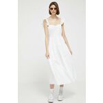 Obleka Abercrombie &amp; Fitch bela barva - bela. Lahkotna obleka iz kolekcije Abercrombie &amp; Fitch. Model izdelan iz vzorčaste tkanine. Model iz zračne tkanine z visoko vsebnostjo bombaža.