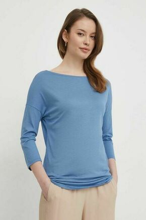 Majica z dolgimi rokavi Sisley ženski - modra. Majica z dolgimi rokavi iz kolekcije Sisley