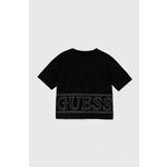 Kratka majica Guess črna barva, J4YI17 K6YW4 - črna. Kratka majica iz kolekcije Guess. Model izdelan iz tanke, elastične pletenine. Model iz izjemno udobne tkanine z visoko vsebnostjo bombaža.