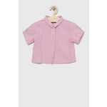 Otroška bombažna srajca United Colors of Benetton roza barva - roza. Otroški srajca iz kolekcije United Colors of Benetton. Model izdelan iz črtaste tkanine. Lahek in udoben model, idealen za vsakodnevno nošenje.