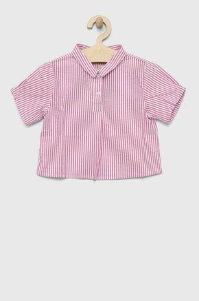 Otroška bombažna srajca United Colors of Benetton roza barva - roza. Otroški srajca iz kolekcije United Colors of Benetton. Model izdelan iz črtaste tkanine. Lahek in udoben model