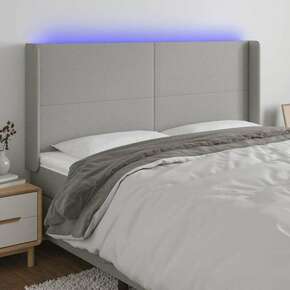 VidaXL LED posteljno vzglavje svetlo sivo 203x16x118/128 cm blago