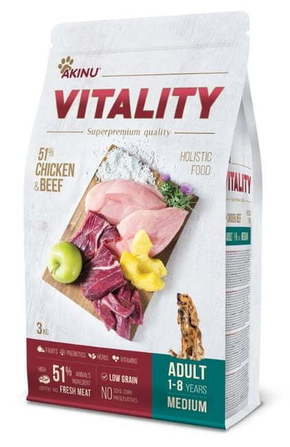 Akinu hrana za pse VITALITY dog adult medium chicken &amp; beef