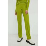 Volnene hlače Résumé ženski, zelena barva - zelena. Hlače iz kolekcije Résumé. Model izdelan iz tanke, elastične pletenine.