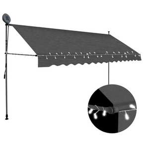 Shumee Ročno zložljiva tenda z LED lučmi 350 cm antracitna