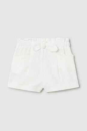 Bombažne kratke hlače za dojenčke Mayoral bela barva - bela. Kratke hlače iz kolekcije Mayoral. Model izdelan iz gladke tkanine.