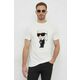 Bombažna kratka majica Karl Lagerfeld moški, bež barva - bež. Kratka majica iz kolekcije Karl Lagerfeld, izdelana iz tanke, elastične pletenine. Model iz zračne bombažne tkanine.