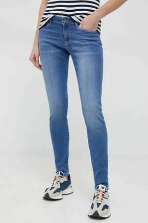 Kavbojke Pepe Jeans Soho ženske - turkizna. Kavbojke iz kolekcije Pepe Jeans v stilu skinny fit z normalnim pasom. Model izdelan iz spranega denima.