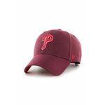 Bombažna bejzbolska kapa 47brand MLB Philadelphia Phillies bordo barva - bordo. Kapa s šiltom vrste baseball iz kolekcije 47brand. Model izdelan iz tkanine z nalepko.