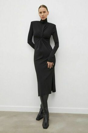 Obleka Day Birger et Mikkelsen črna barva - črna. Obleka iz kolekcije Day Birger et Mikkelsen. Model izdelan iz enobarvne pletenine. Zaradi vsebnosti poliestra je tkanina bolj odporna na gubanje.