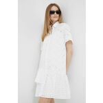 Bombažna obleka PS Paul Smith bela barva - bela. Obleka iz kolekcije PS Paul Smith. Raven model, izdelan iz tkanine.