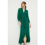 Obleka Luisa Spagnoli zelena barva - zelena. Obleka iz kolekcije Luisa Spagnoli. Model izdelan iz zračne svilene tkanine.