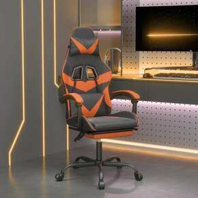 Shumee Vrtljiv gaming stol z oporo za noge črno in oranžno um. usnje
