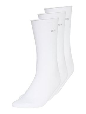 Calvin Klein nogavice (3-pack) - bela. Dolge nogavice iz zbirke Calvin Klein. Model iz elastičnega materiala. Vključeni trije pari