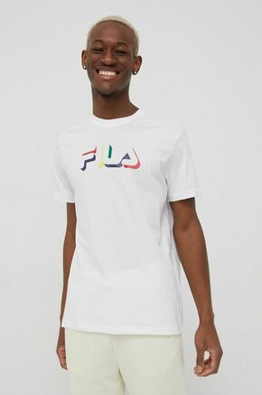 Fila bombažna majica - bela. T-shirt iz zbirke Fila. Model narejen iz tanka