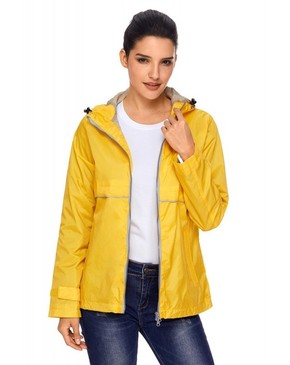 Mustard Women Zipper Lapel Suit Blazer with Foldable Sleeve 27280