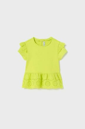 Kratka majica za dojenčka Mayoral zelena barva - zelena. Kratka majica za dojenčka iz kolekcije Mayoral. Model izdelan iz enobarvne pletenine.