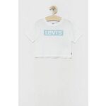 Otroška bombažna kratka majica Levi's bela barva - bela. Otroške kratka majica iz kolekcije Levi's. Model izdelan iz pletenine s potiskom.