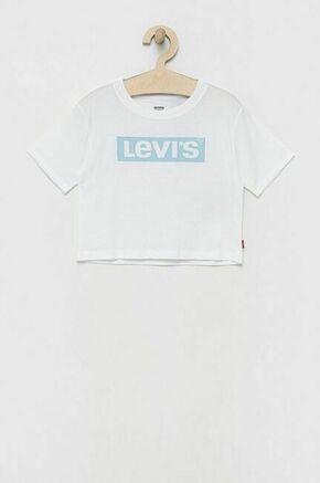 Otroška bombažna kratka majica Levi's bela barva - bela. Otroške kratka majica iz kolekcije Levi's. Model izdelan iz pletenine s potiskom.