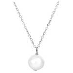 JwL Luxury Pearls Prava biserno bela barva na srebrni verižici JL0087 (veriga, obesek) srebro 925/1000