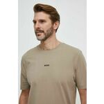 Kratka majica BOSS ORANGE moška, rjava barva - rjava. Kratka majica iz kolekcije BOSS, izdelana iz enobarvne pletenine. Model iz izjemno udobne tkanine z visoko vsebnostjo bombaža.