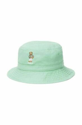 Otroški bombažni klobuk Polo Ralph Lauren zelena barva - zelena. Otroške klobuk iz kolekcije Polo Ralph Lauren. Model z ozkim robom