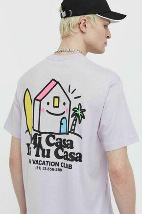 Bombažna kratka majica On Vacation Mi Casa vijolična barva