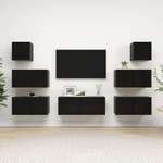 Greatstore Komplet TV omaric 7-delni črna iverna plošča