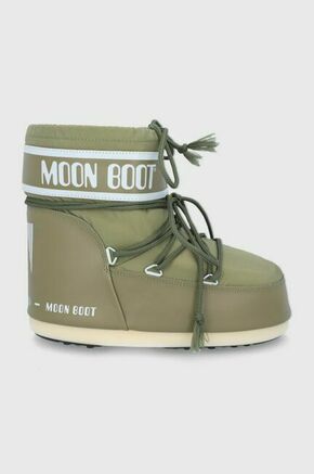 Snežke Moon Boot zelena barva - zelena. Snežke iz kolekcije Moon Boot. Model izdelan iz kombinacije tekstilnega materiala in ekološkega usnja.