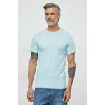 Kratka majica Guess moški - modra. Kratka majica iz kolekcije Guess, izdelana iz tanke, elastične pletenine. Model iz mehke in na otip prijetne tkanine.
