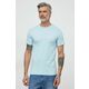 Kratka majica Guess moški - modra. Kratka majica iz kolekcije Guess, izdelana iz tanke, elastične pletenine. Model iz mehke in na otip prijetne tkanine.