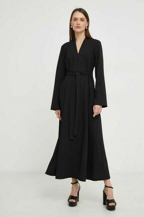 Obleka z volno Answear Lab črna barva - črna. Obleka iz kolekcije Answear Lab. Model izdelan iz enobarvne tkanine. Zaradi vsebnosti poliestra je tkanina bolj odporna na gubanje.