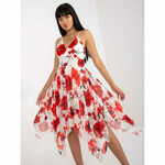 ITALY MODA Ženska obleka brez naramnic cvetlična KIMA rdeče in bela DHJ-SK-15952-1.24X_389286 Univerzalni