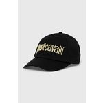 Bombažna bejzbolska kapa Just Cavalli črna barva - črna. Kapa s šiltom vrste baseball iz kolekcije Just Cavalli. Model izdelan iz bombažne tkanine.