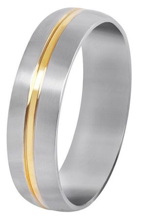 Troli Jekleni poročni prstan z zlatim pasom (Obseg 57 mm)