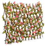 Vidaxl Umetni bršljan raztegljiva ograja temno roza 180x60 cm