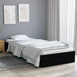 Greatstore Okvir za posteljo, črn, masivni les, 75x190 cm, enojni