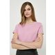 Bombažna kratka majica Pinko ženski, roza barva - roza. Kratka majica iz kolekcije Pinko, izdelana iz tanke, elastične pletenine. Model iz izjemno udobne bombažne tkanine.