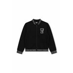 Otroški pulover Karl Lagerfeld črna barva - črna. Otroški pulover iz kolekcije Karl Lagerfeld, izdelan iz elastične pletenine. Zaradi vsebnosti poliestra je tkanina bolj odporna na gubanje.