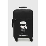 Kovček Karl Lagerfeld črna barva - črna. Kovček iz kolekcije Karl Lagerfeld. Model izdelan iz iz ekološkega usnja.