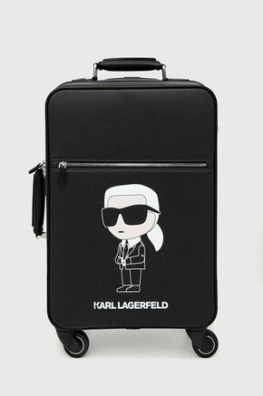Kovček Karl Lagerfeld črna barva - črna. Kovček iz kolekcije Karl Lagerfeld. Model izdelan iz iz ekološkega usnja.
