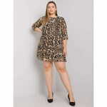 RUE PARIS Ženske plus size Phoenix RUE PARIS obleka z leopardjim potiskom v črni in bež barvi WN-SK-2311.38_380952 XL