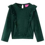 vidaXL Otroška bluza z naborki temno zelena 104