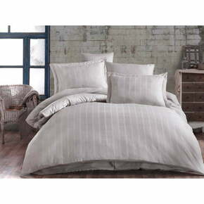 Kremno bela podaljšana posteljnina za zakonsko posteljo iz bombažnega satena z rjuho in pregrinjalom 240x260 cm Ekose - Mijolnir
