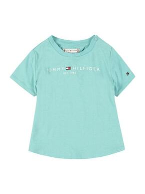 Otroška bombažna kratka majica Tommy Hilfiger turkizna barva - turkizna. Otroški kratka majica iz kolekcije Tommy Hilfiger. Model izdelan iz pletenine s potiskom.