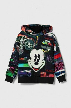 Otroški bombažen pulover Desigual x Disney s kapuco - pisana. Otroški pulover s kapuco iz kolekcije Desigual