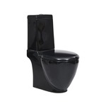 VIDAXL Keramična WC školjka pretok vode zadaj črna