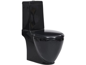 VIDAXL Keramična WC školjka pretok vode zadaj črna