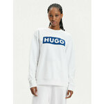 Bombažen pulover Hugo Blue ženska, bela barva - bela. Pulover iz kolekcije Hugo Blue, izdelan iz pletenine s potiskom. Model iz izjemno udobne bombažne tkanine.